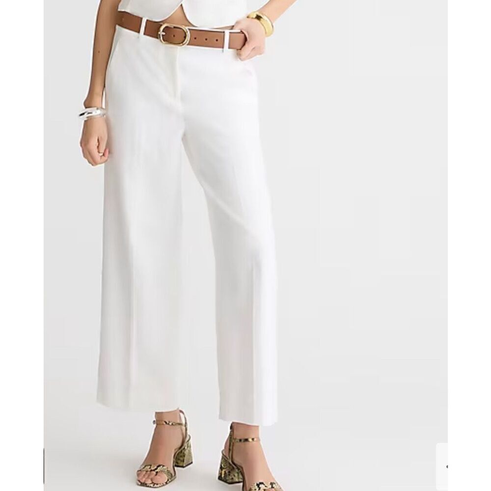 NWT J. Crew Womens White Relaxed Stretch Linen Blend Sydney Pant Size P12